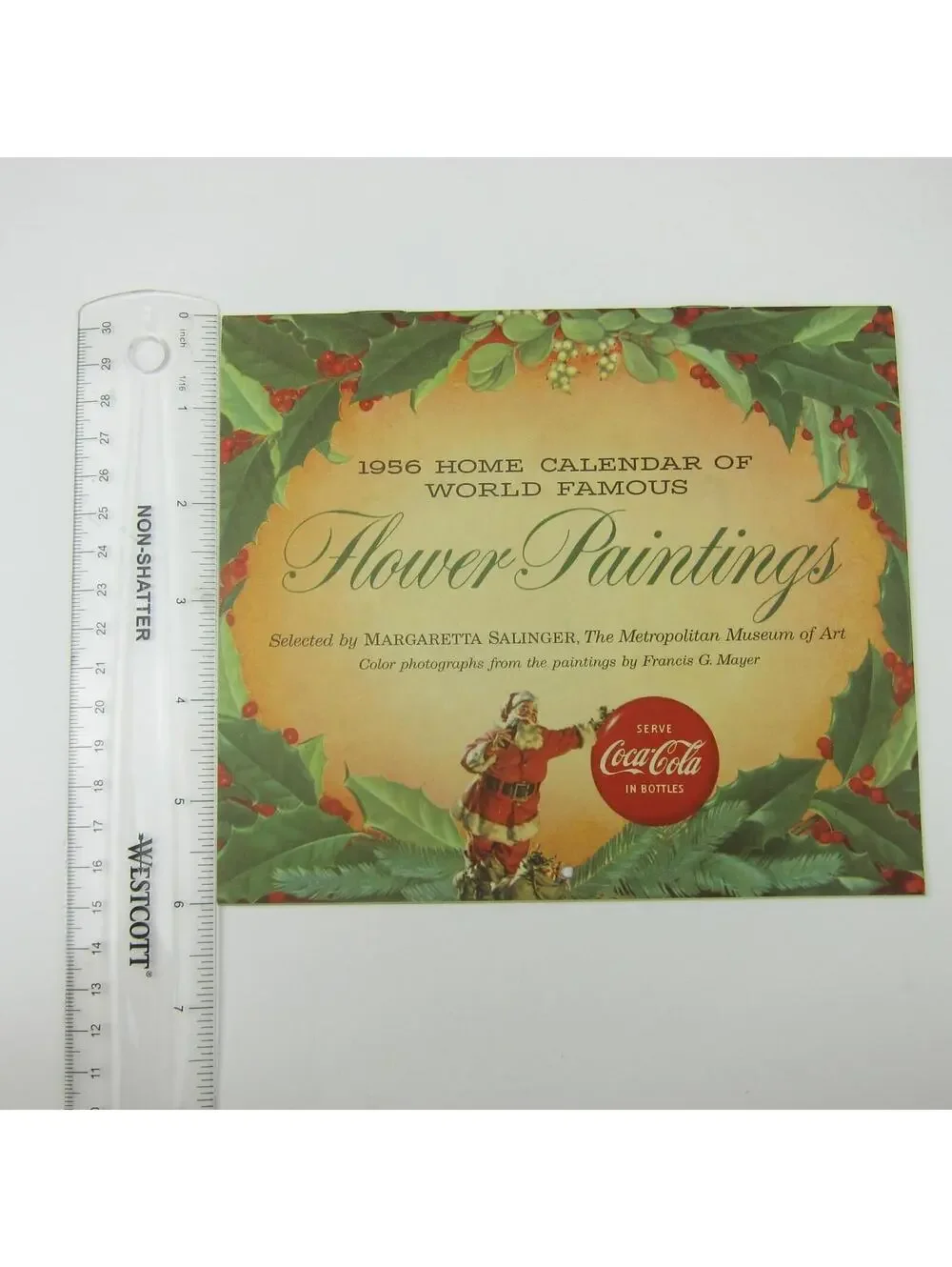 Coca Cola Advertising Wall Calendar Vintage 1956 Famous Flower Paintings
